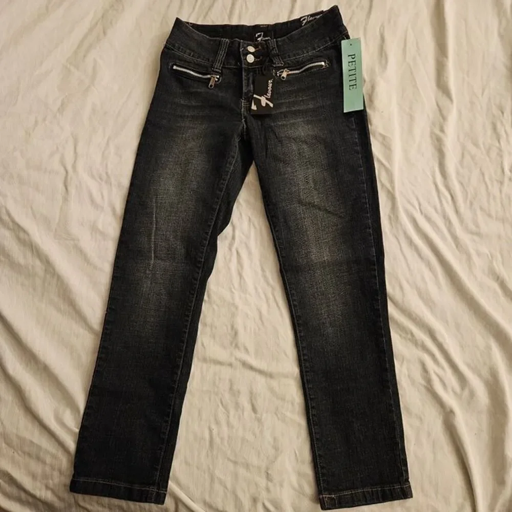 Flavour Bubblegum Jeans 8P Regular Dark Wash 8 Petite Short New NWT Y2K Zipper - Picture 7 of 9